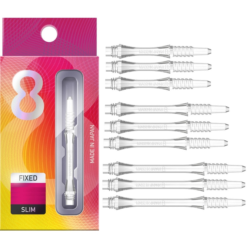 8 Clear Slim Fixed Dart Stems / Shafts Short