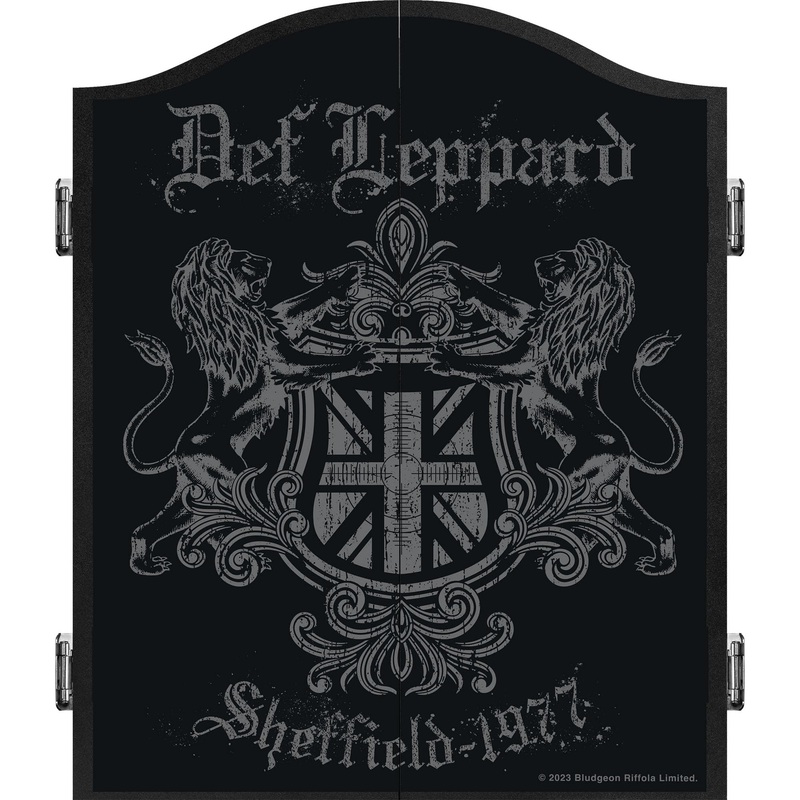 Def Leppard Dartboard Cabinet – Official Licensed – C8 – Premium Black – Sheffield 1977