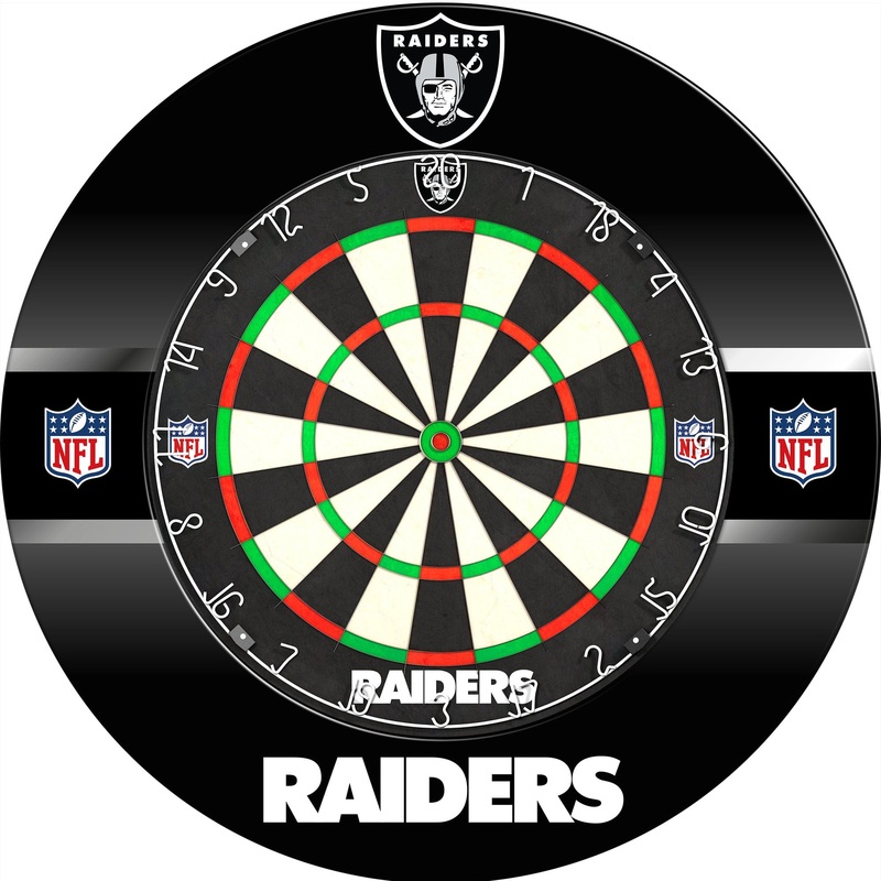 NFL – Printed Dartboard & Printed Surround – Official Licensed – Las Vegas Raiders