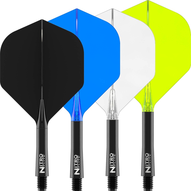 Red Dragon – Nitro Flite Black – Big Wing Dart Flights – Integrated Flight & Shaft System Short (22mm) Black