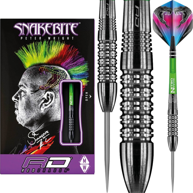 Red Dragon – Peter Wright Black Strike Darts – Steel Tip – 90% Tungsten – 24g 26g 24 grams