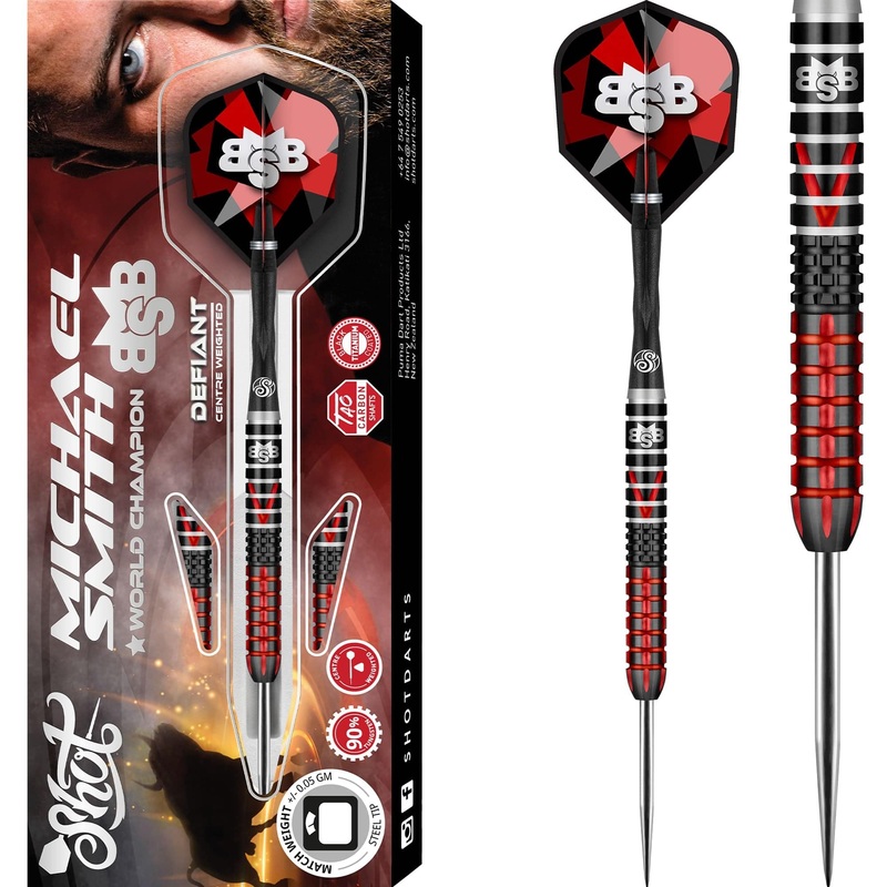 Shot Michael Smith Darts – Steel Tip Tungsten – Centre Weighted – Bully Boy – Defiant 22g