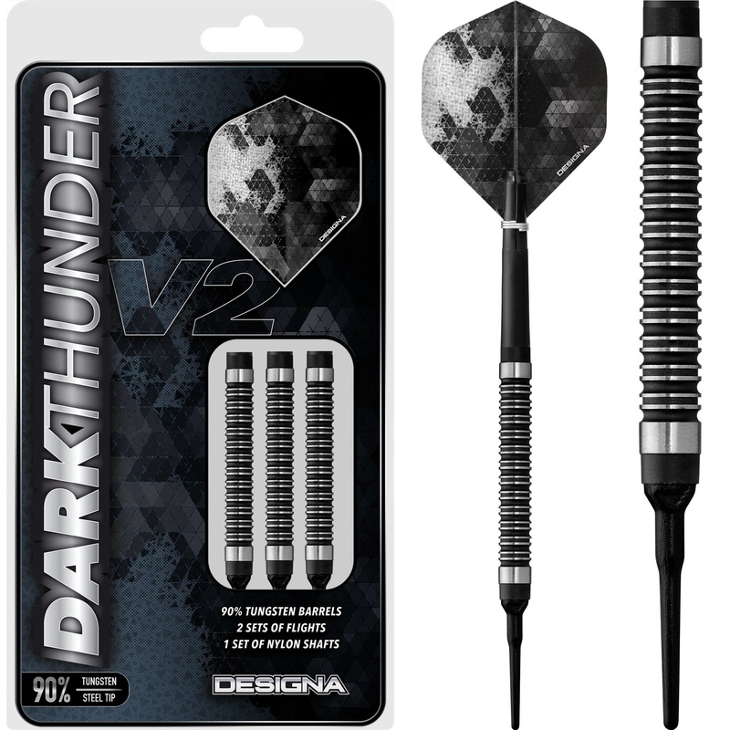 Designa Dark Thunder V2 Darts – Soft Tip – Black 18g