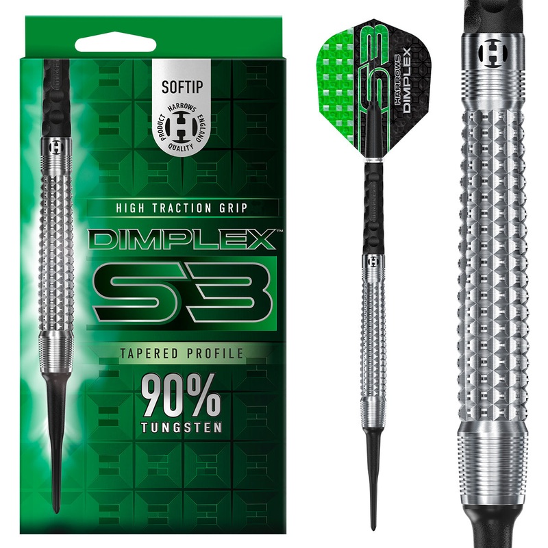 Dimplex S3 Tapered 90% Tungsten Soft Tip Darts by Harrows 18 Gram