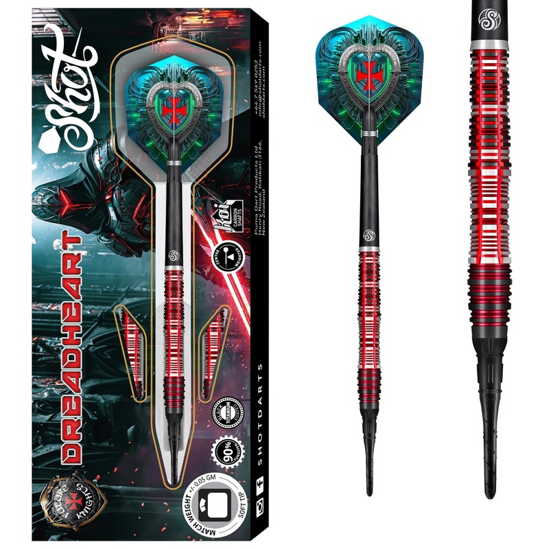 Shot Future Knights Darts – Soft Tip – 90% Tungsten – Dreadheart – 20g