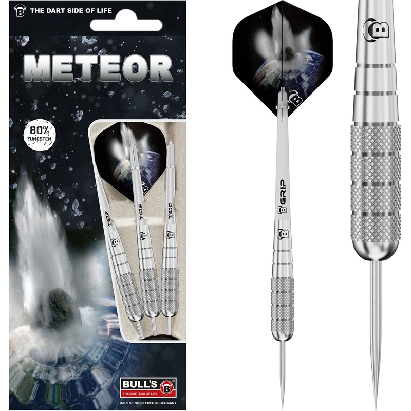 BULL’S Meteor Darts – Steel Tip – 80% Tungsten – MT10 – Front Knurl 26g