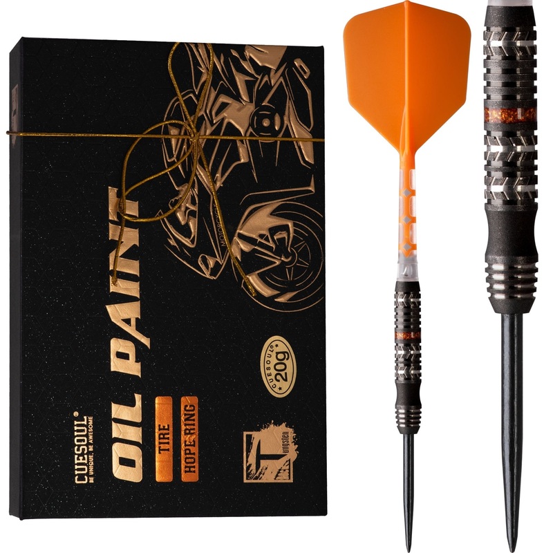 Cuesoul Motorcycle Darts – Steel Tip Tungsten – Tire – Hope Ring – Orange 20g