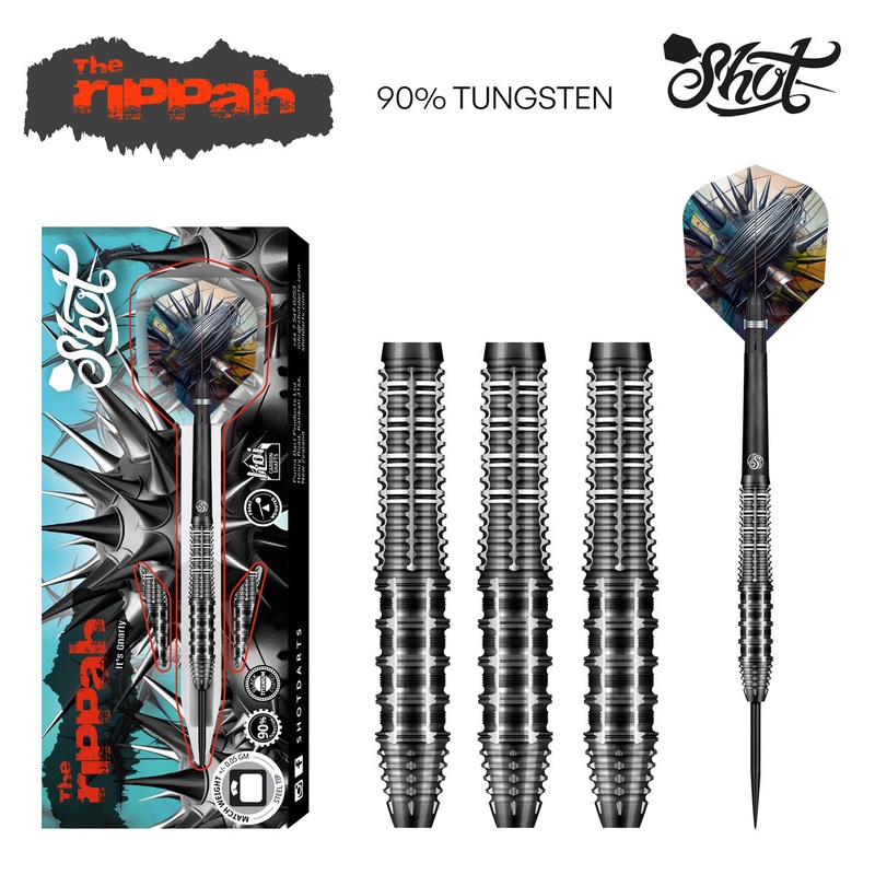 Gnarly Rippah 90% Tungsten Steel Tip Darts by Shot 22 Gram