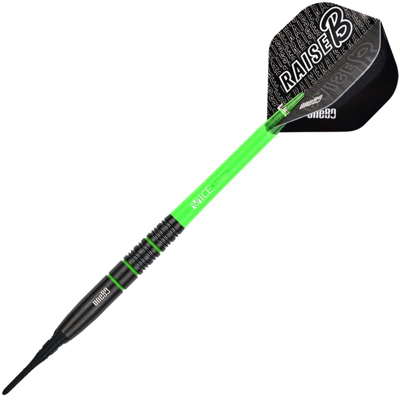 One80 Raise B Soft Tip Darts – 18.5gm Green