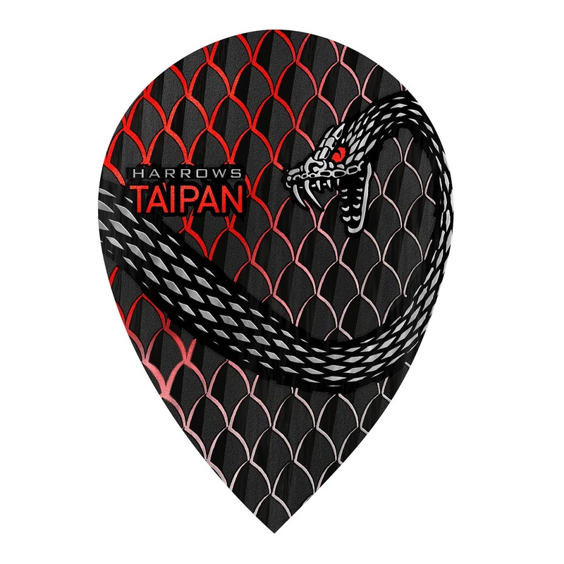 Taipan Red Pear Dart Flights By Harrows Red