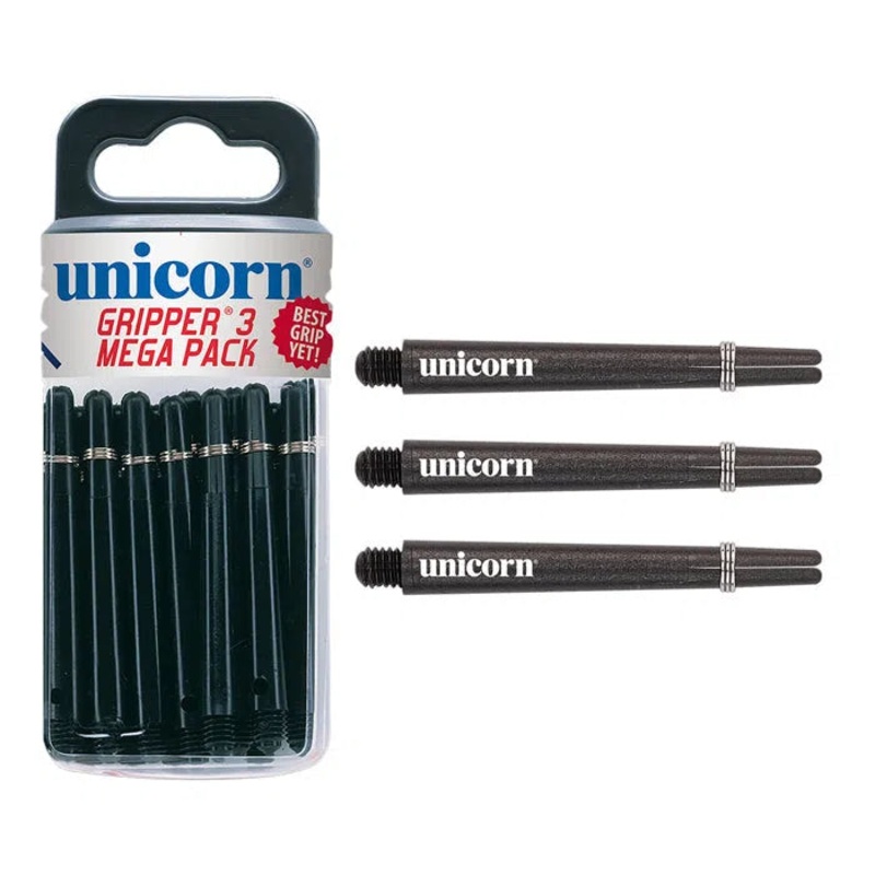 Unicorn Gripper 3 Black Medium Darts Shafts Mega Pack x 15 Black Medium