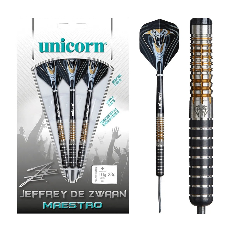 Unicorn Jeffrey de Zwaan Maestro Phase 3 90% Tungsten Steel Tip Darts 23 GRAM
