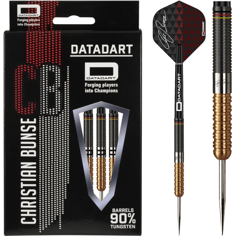 Datadart Christian Bunse Darts – Steel Tip – 90% – Black and Gold PVD 21g