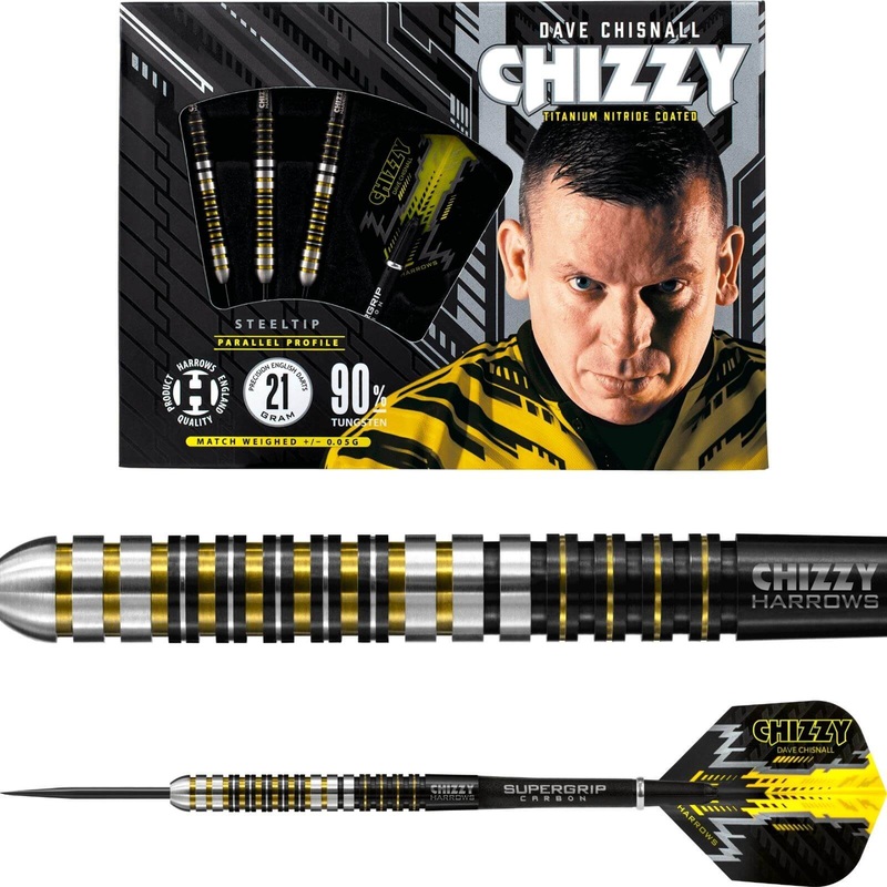 Harrows – Chizzy – Dave Chisnall Darts – Steel Tip – 90% Tungsten – 21g 22g 23g 24g 25g 26g 21 grams