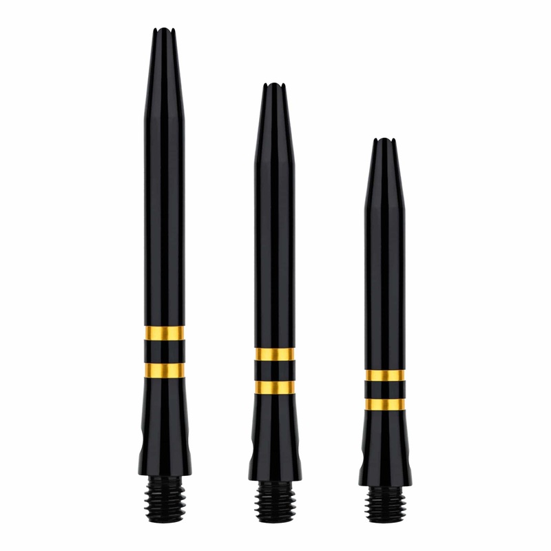 One80 TC Alu Dart Shafts – Regrooved Stems – Black & Gold Medium