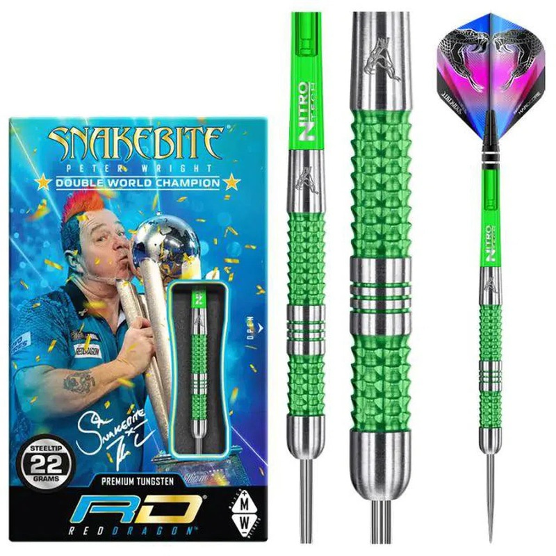 Red Dragon Peter Wright Mamba 90% Tungsten Steel Tip Darts 22 GRAM