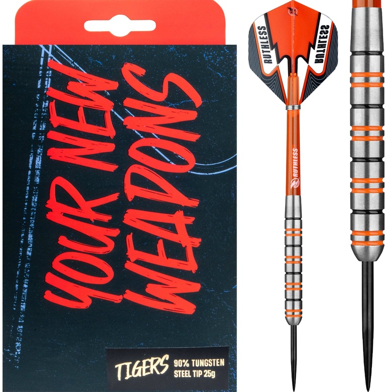 Ruthless Tigers Darts – 90% Steel Tip Tungsten – Ringed – 25g 25g