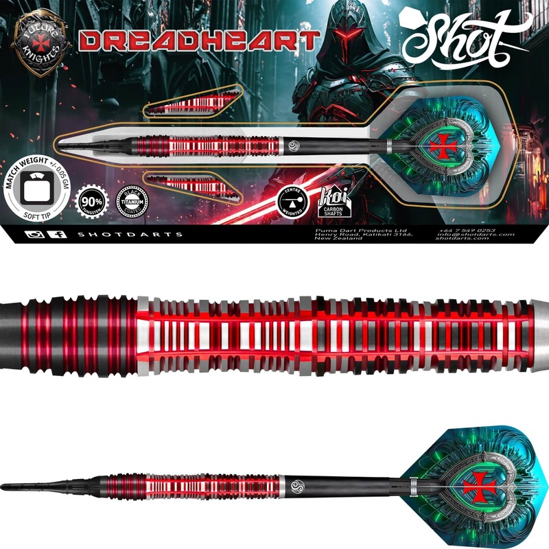 Shot – Future Knights Dreadheart Darts – Soft Tip – 90% Tungsten – 20g