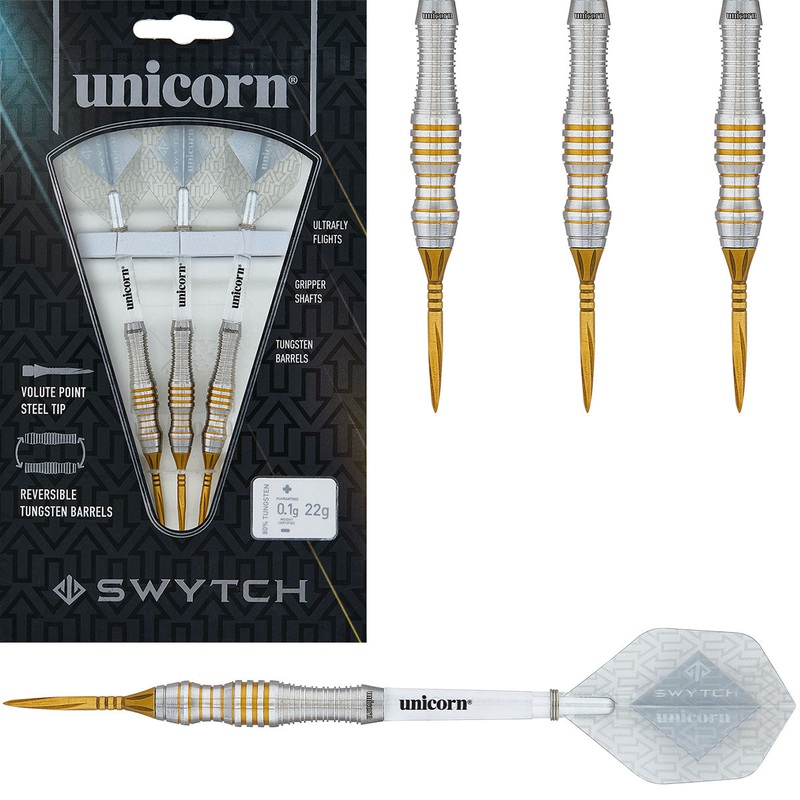 Swytch Gold 80% Tungsten Steel Tip Darts by Unicorn 22 Gram