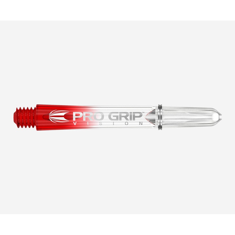 Target Pro Grip Vision Dart Shafts Medium Clear Red (3 Sets) Clear Red Medium (48mm in length excluding thread) Clear Polycarbonate Material