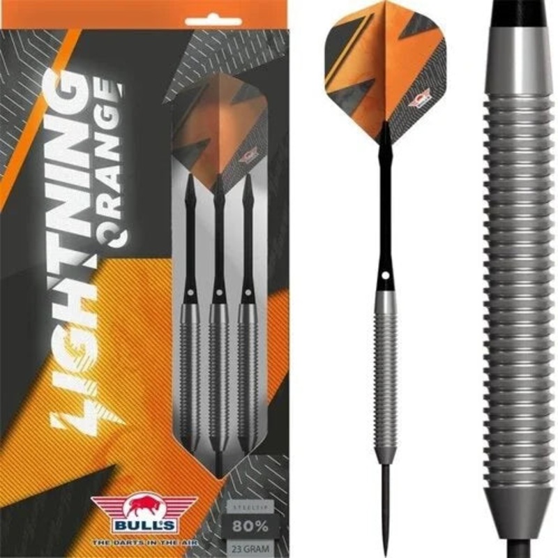 Bull’s NL Lightning Orange 80% Tungsten 21 gram Steel Tip Dart Set