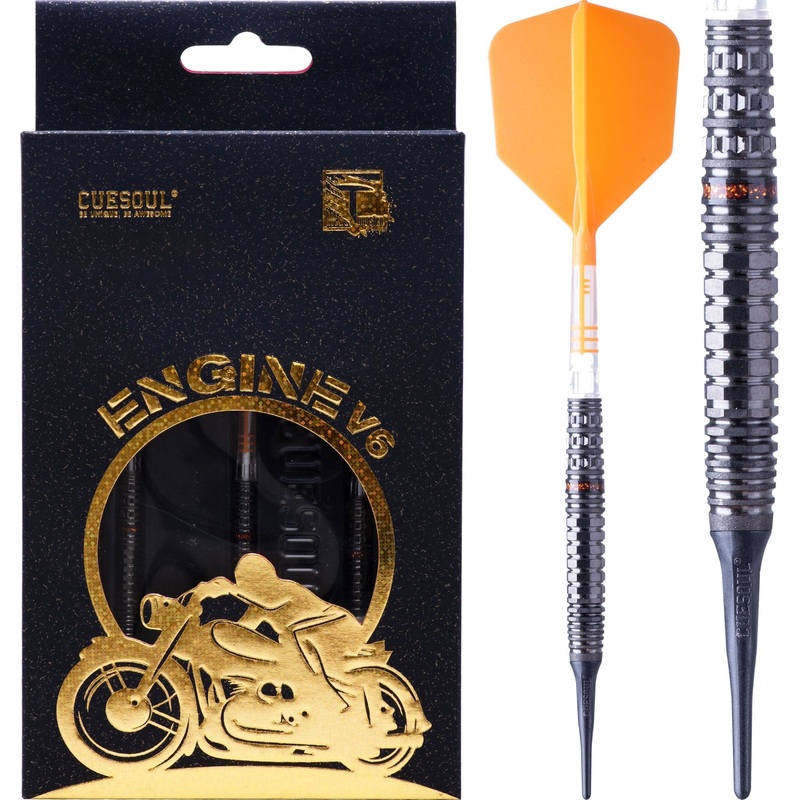 Cuesoul Engine V6 Darts – Soft Tip – 90% Tungsten – Hope Ring – Gold 18g