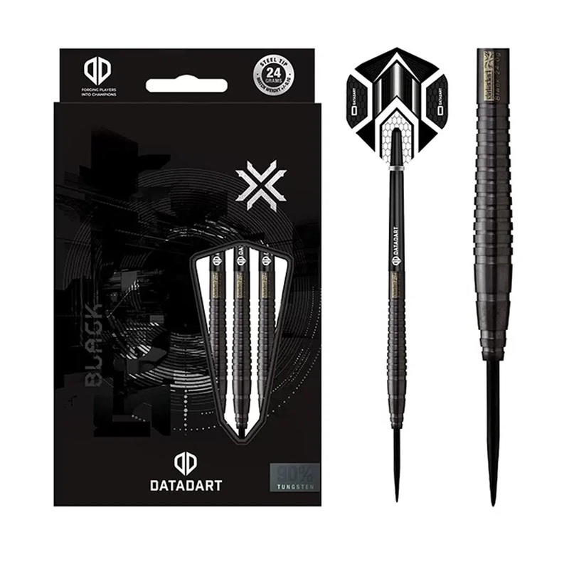 DataDart Black Slim Ringed 90% Tungsten Steel Tip Darts 22 GRAM