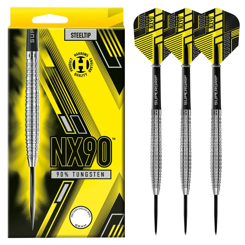 Harrows NX90 – Steel Tip Darts – 90% Tungsten – 26g