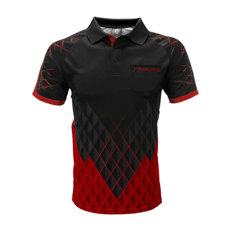 Harrows Paragon Dart Shirt Black & Red MEDIUM