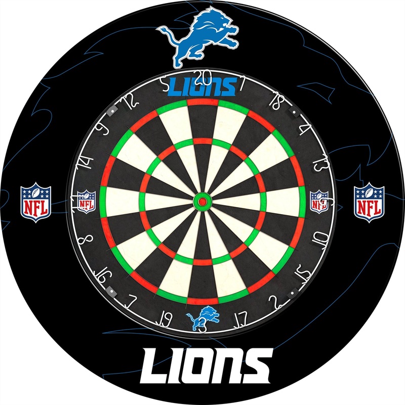 NFL – Printed Dartboard & Printed Surround – Official Licensed – Detroit Lions