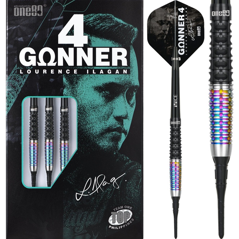 One80 Lourence Ilagan Darts – Soft Tip – 90% Tungsten – Rainbow – 22g