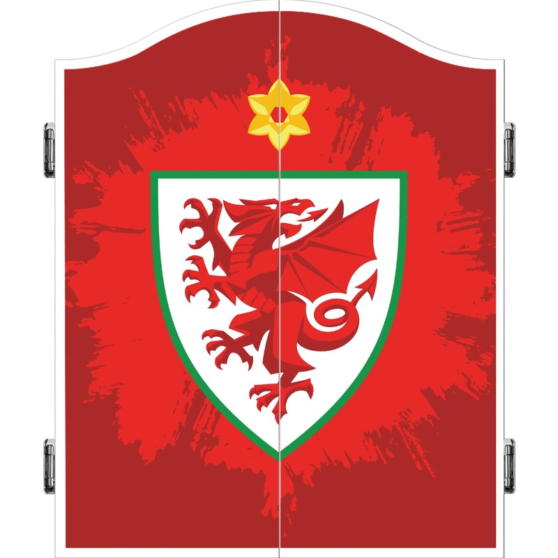 Wales FA – Dartboard Cabinet – Official Licensed – Welsh  Cymru – C4 – Red with Design