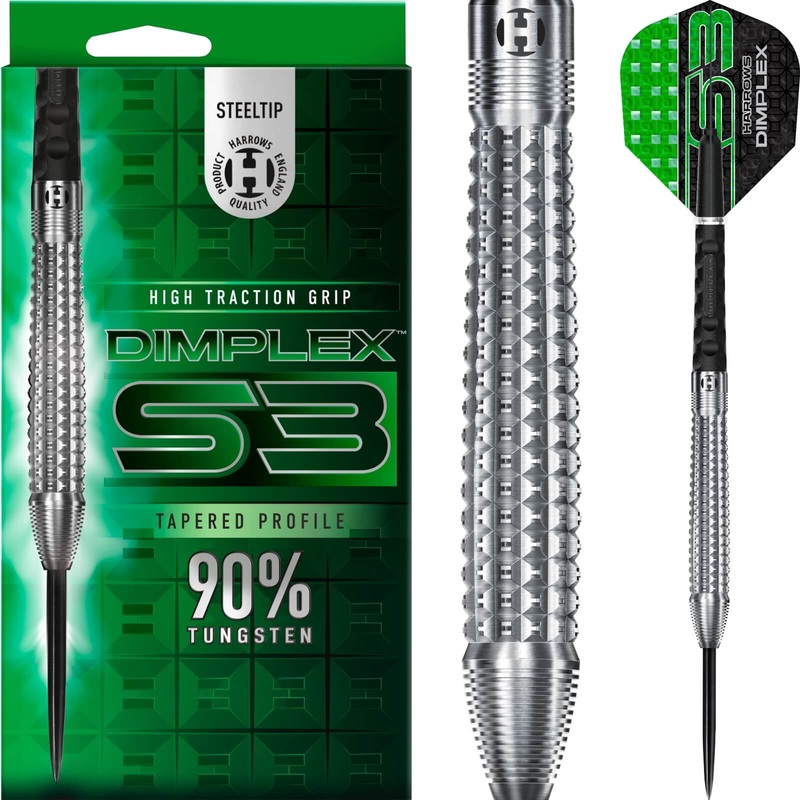 Harrows – Dimplex S3 Tapered Darts – Steel Tip – 90% Tungsten – 22g 23g 24g 26g 22 grams