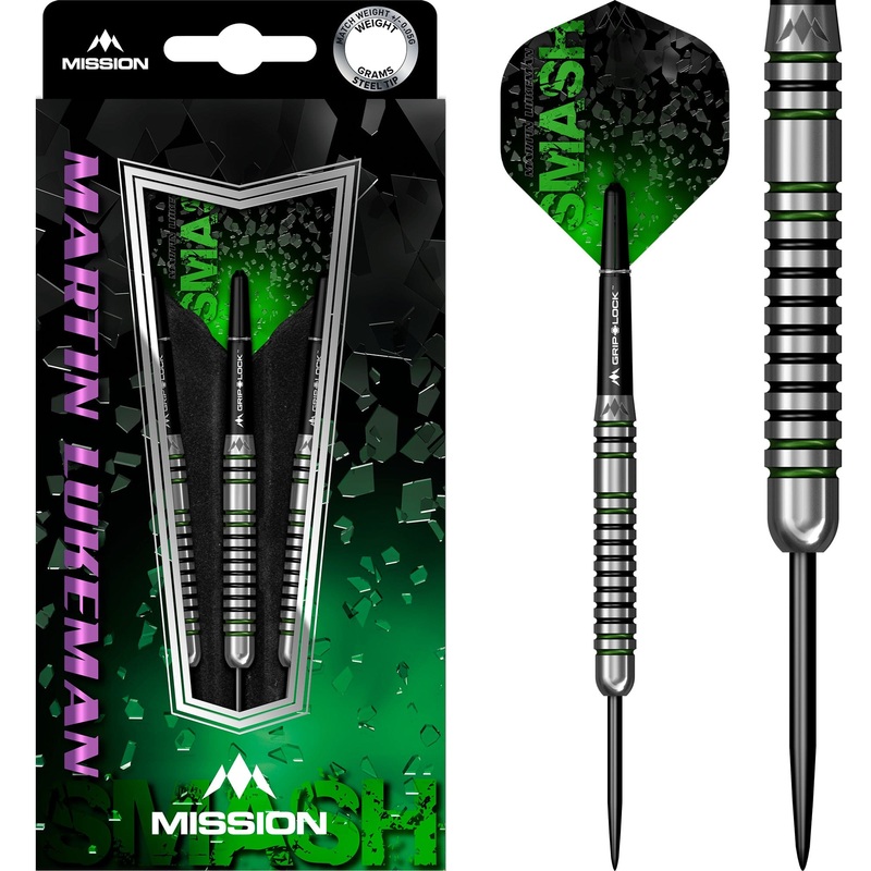 Mission Martin Lukeman Darts – Steel Tip – Black & Green 23g