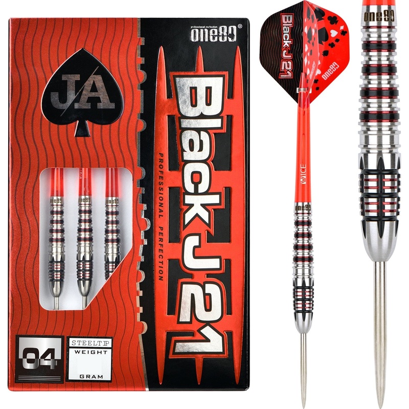 One80 Black J21 Darts – Steel Tip – Model 04 21g