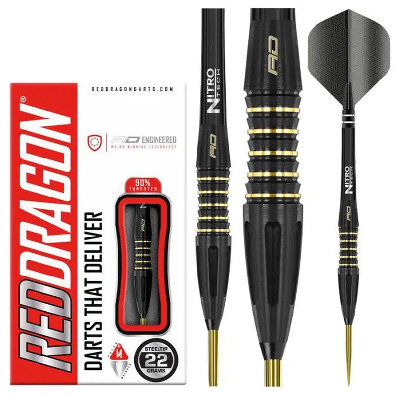 Red Dragon Clarion Black 90% Tungsten Steel Tip Darts 22 GRAM