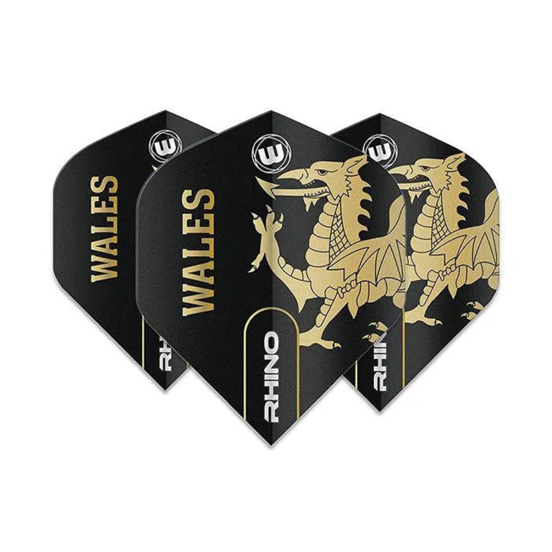 Winmau Rhino Extra Thick Standard “Wales” Black & Gold Flights