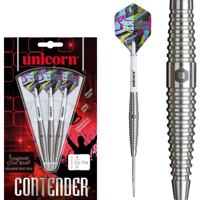 Benjamin Drue Reus 80% Tungsten Steel Tip Darts by Unicorn 24 Gram