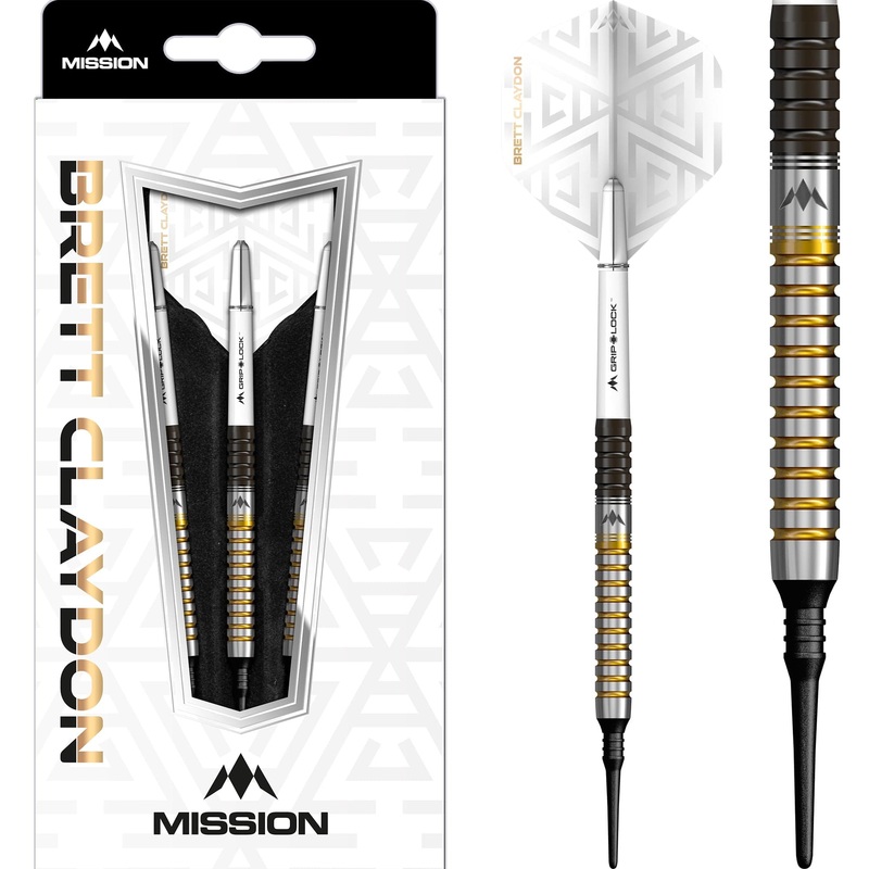 *Mission Brett Claydon Darts – Soft Tip – Black & Gold – 21g 21g