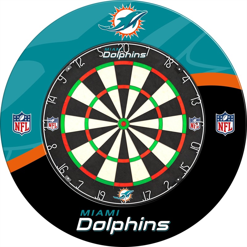 NFL – Printed Dartboard & Printed Surround – Official Licensed – Miami Dolphins