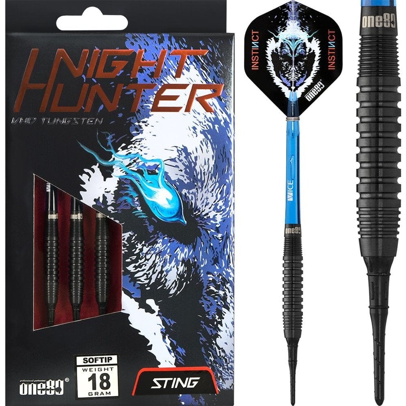 One80 Night Hunter Darts – Soft Tip – Black – Sting 16g