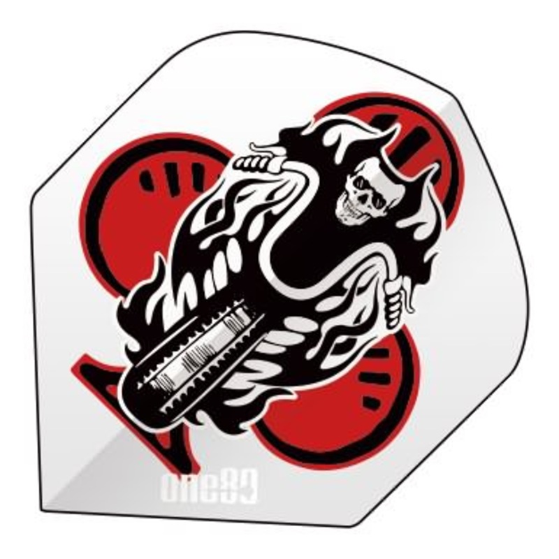 One80 Poker 04 Club Skull White Dart Flights Standard 130 Micron Poly