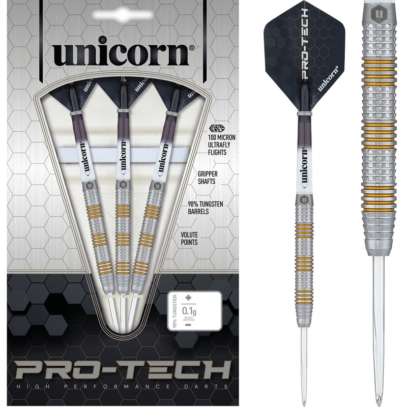 *Unicorn Protech Darts – Style 3 – Steel Tip – Gold Ring 21g