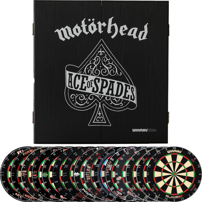 Winmau – Motorhead Ace of Spades Dartboard Cabinet & Dartboard Bundle – Choose Your Board Bulls NL – Advantage 501