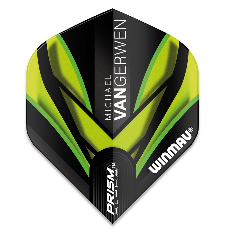 Winmau Prism Alpha MVG Michael Van Gerwen Dart Flights 6915-145 Black Green 100 Micron Black /Green
