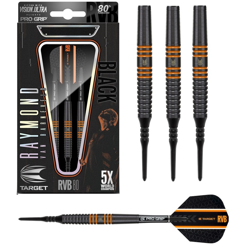 Raymond van Barneveld RVB80 Black 80% Tungsten Soft Tip Darts by Target 18 Gram
