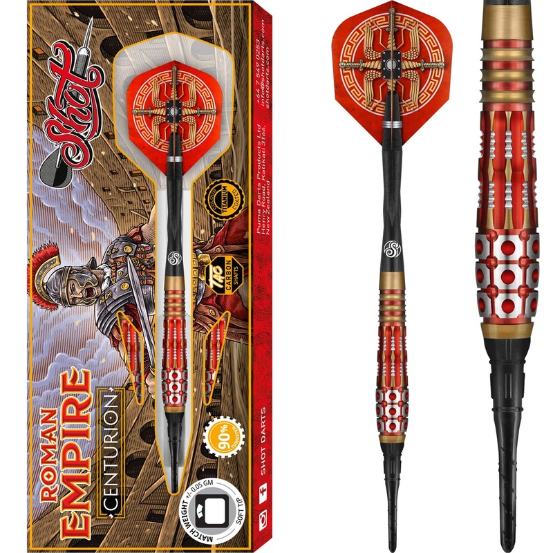 Shot Roman Empire Darts – Soft Tip Tungsten – Centurion 18g