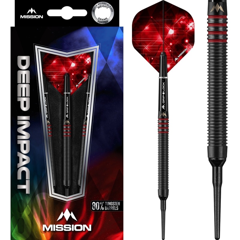 *Mission Deep Impact Darts – Soft Tip – Black – M3 – Red 18g