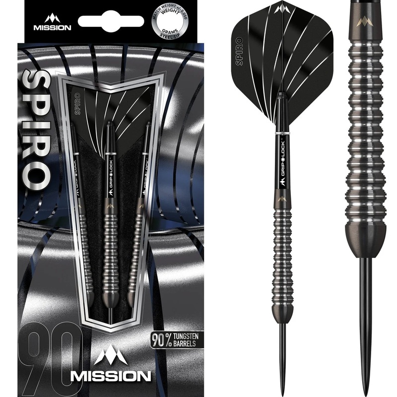 MISSION SPIRO DARTS – STEEL TIP – GRAPHITE PVD – M2 – BLACK 24g