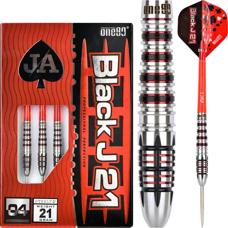One80 – Black J21 04 Darts – Steel Tip – 90% Tungsten – 21g 23g 25g 21 grams